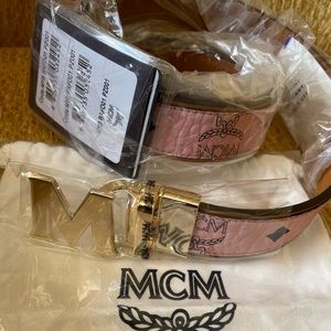 BRAND NEW MCM Pink and Tan adjustable belt comes with dust bag